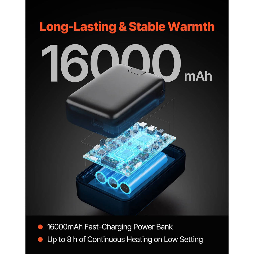 Black heated hoodie jacket with built-in power bank pocket for heating control