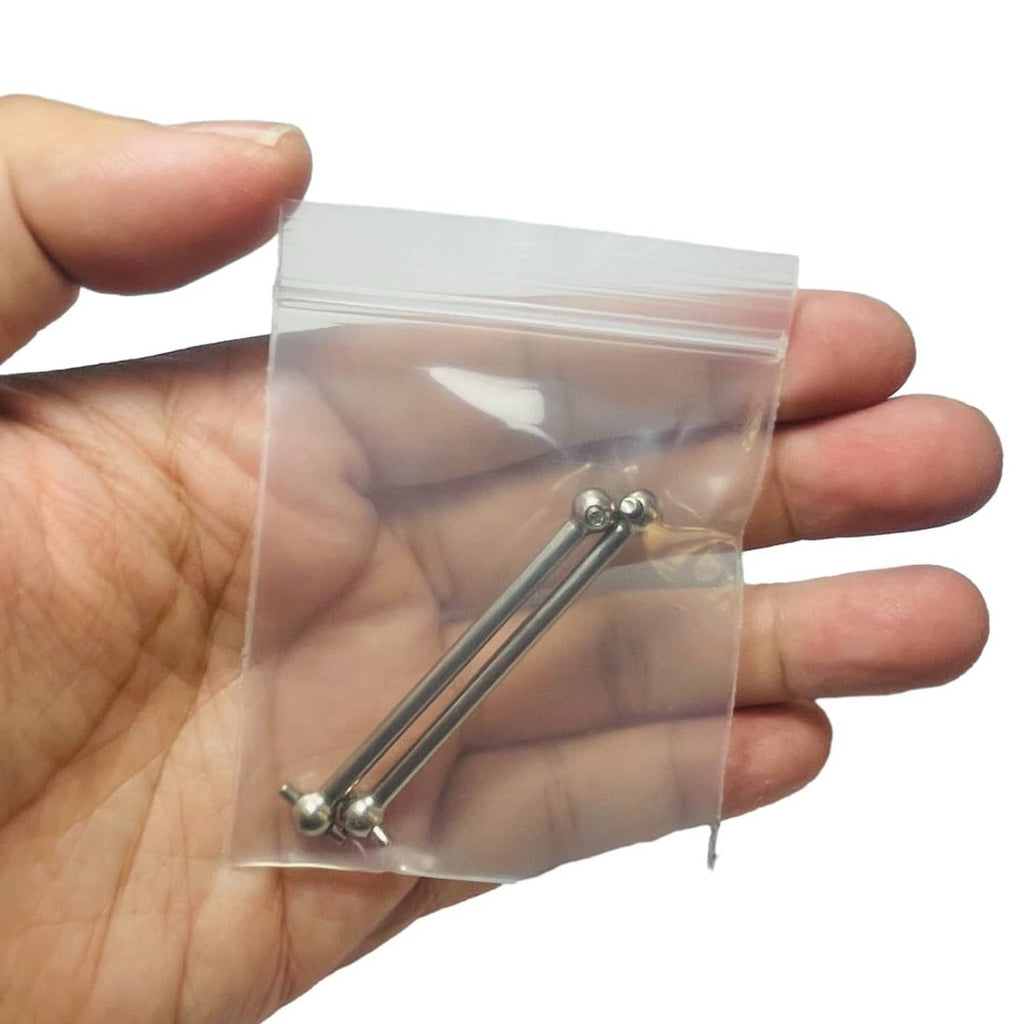 Metal drive shaft links in clear plastic bag, silver with ball ends
