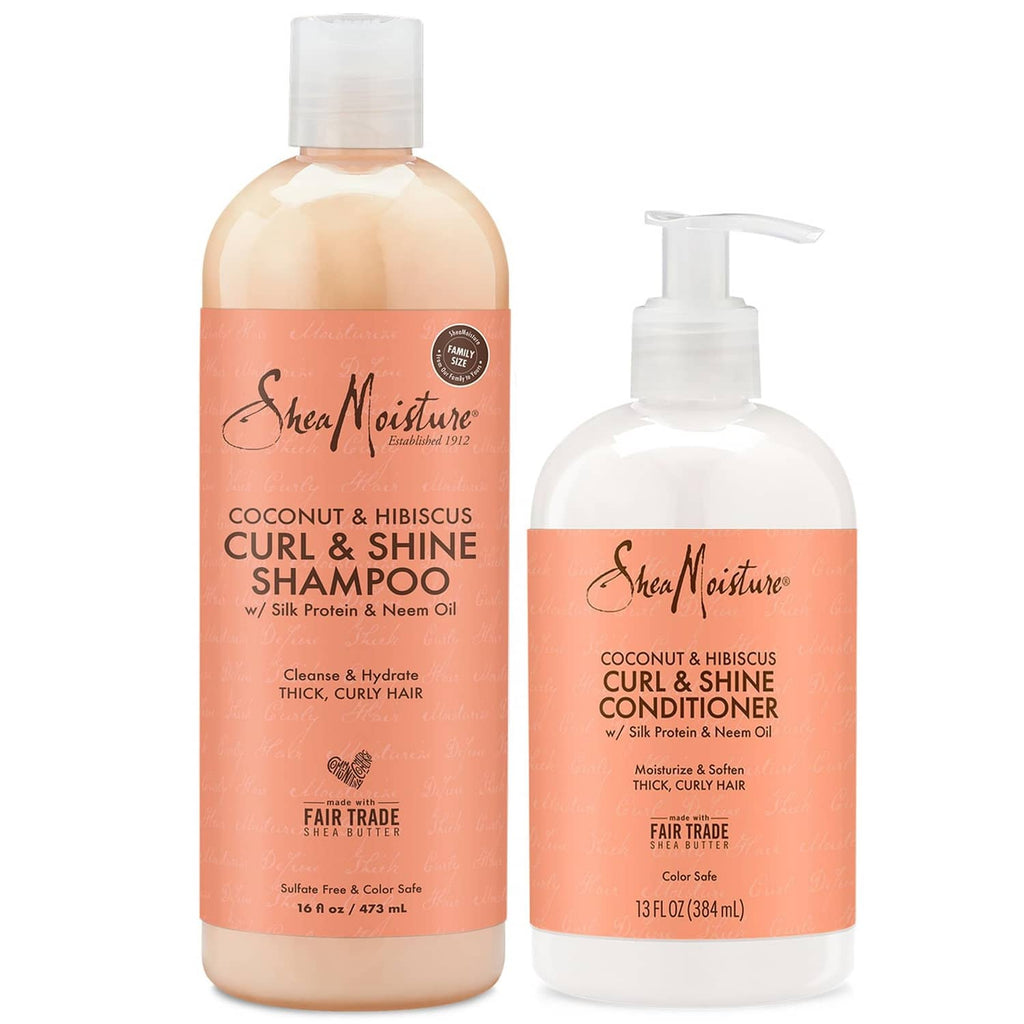 Coconut & Hibiscus curl and shine shampoo and conditioner set, pump and squeeze bottles