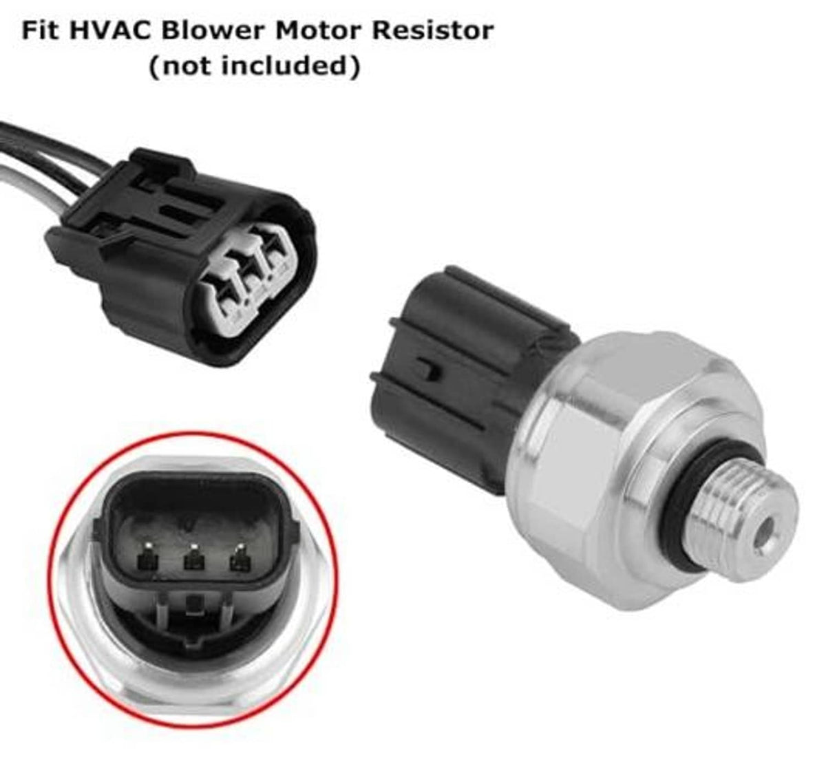 3-way female connector plug with pigtail harness and metal sensor/resistor part
