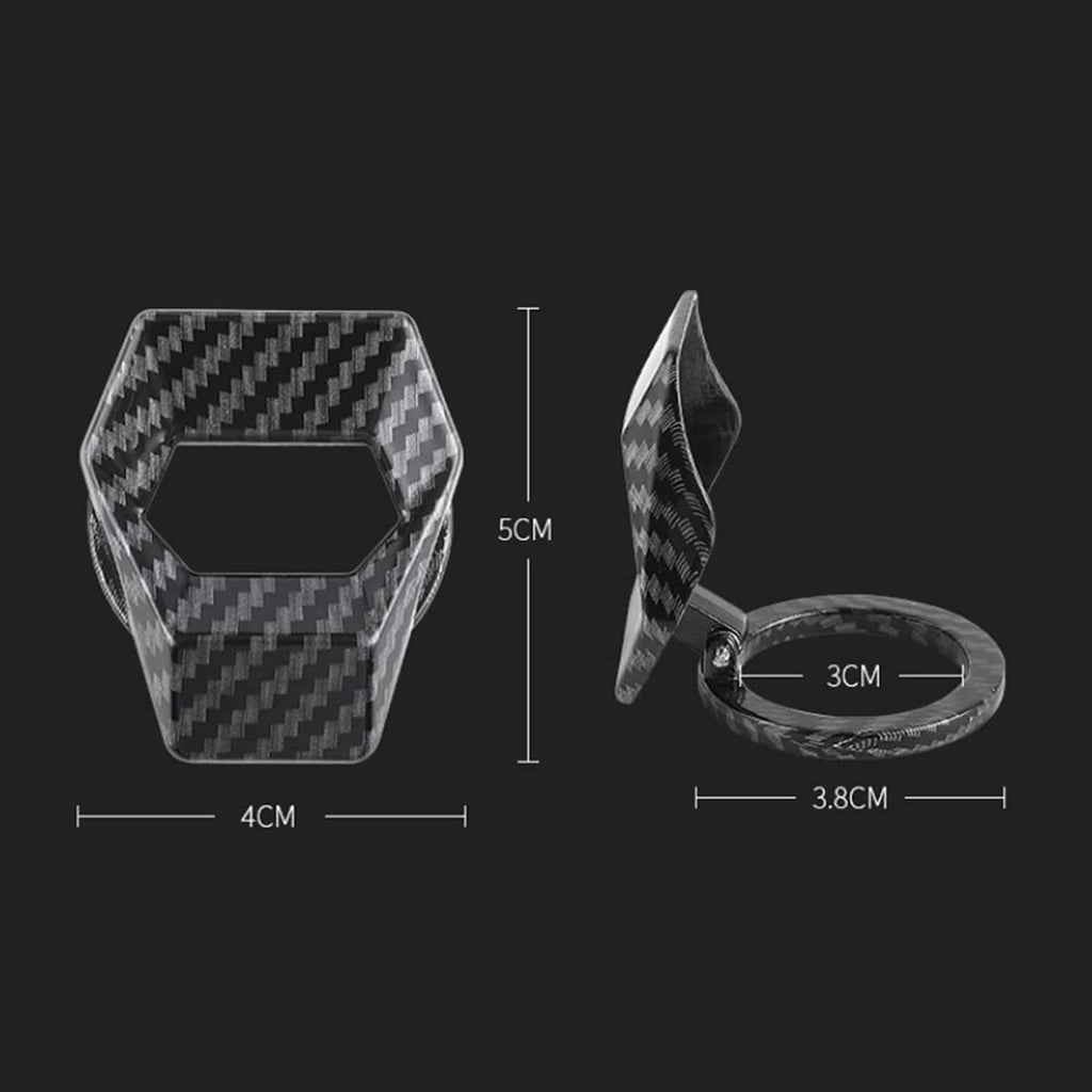 Carbon fiber engine start/stop button cover accessory, angled piece with oval insert
