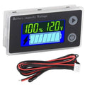 Digital battery voltage monitor with blue-ring LCD screen and black mounting frame