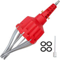 Red pneumatic CV joint boot spreader expander tool with metal claw legs and hose fitting