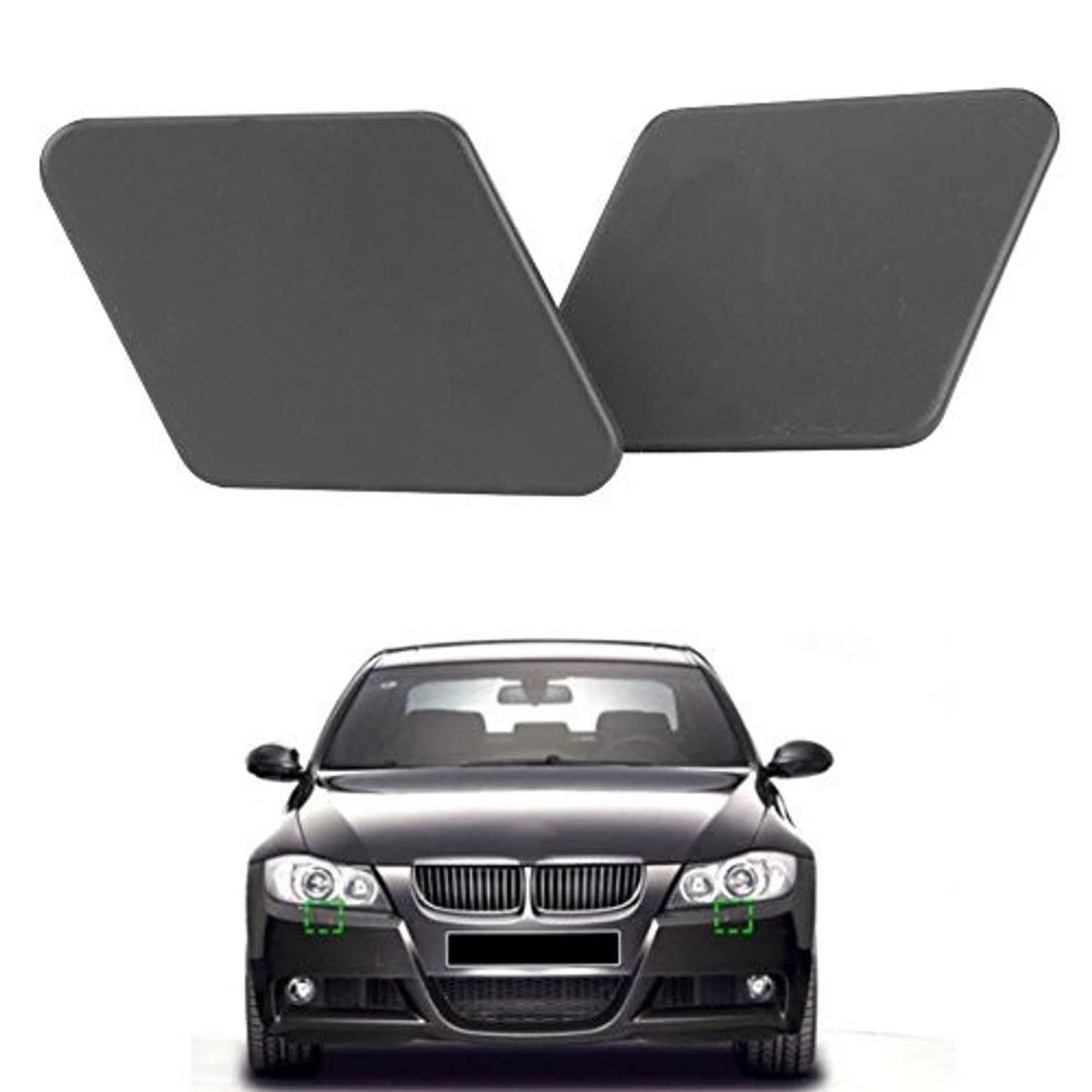 Headlight washer nozzle caps, dark gray plastic covers set
