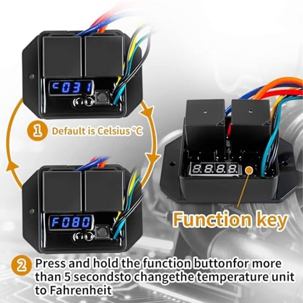 Digital controller module with function button and illuminated temperature unit display