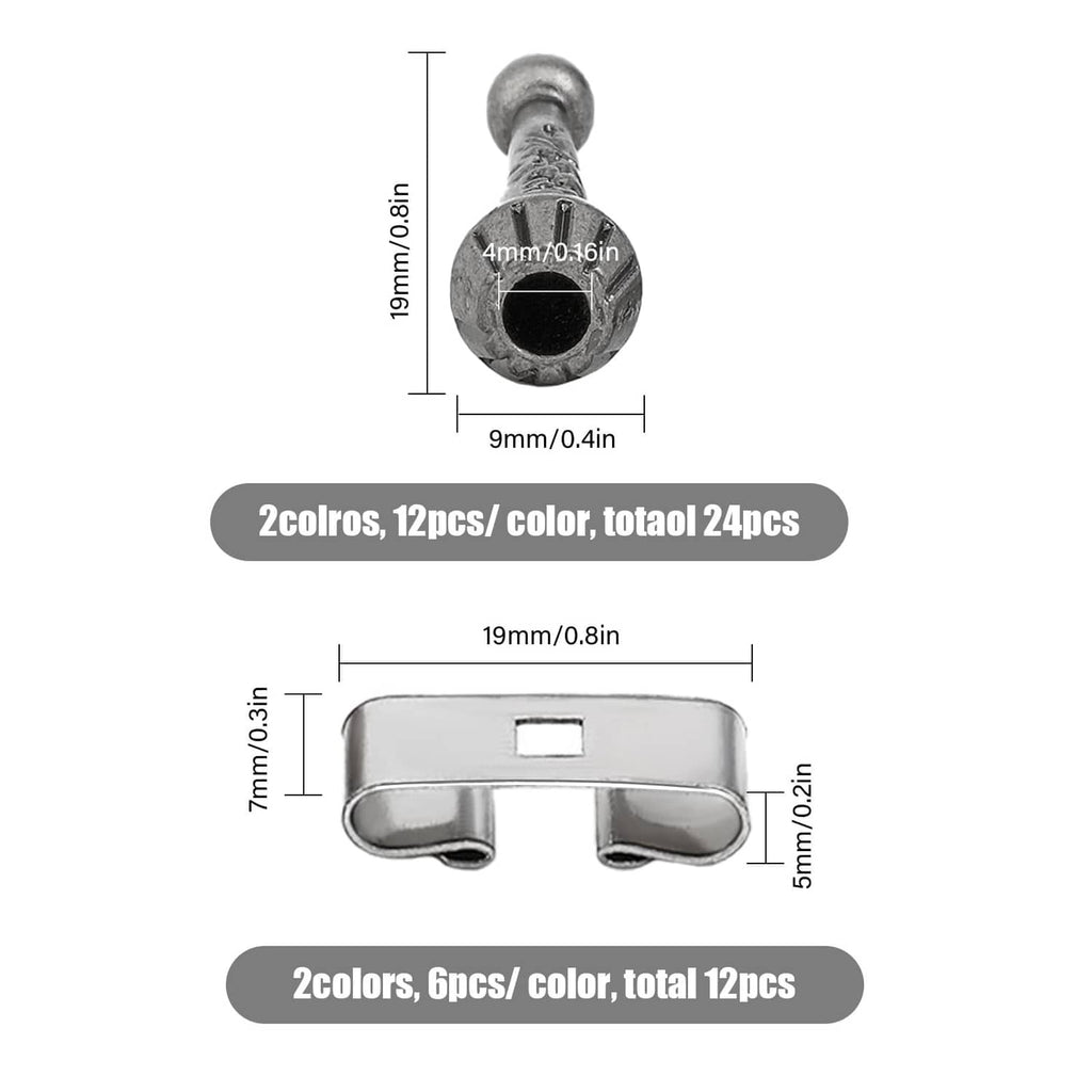 Bolo tie findings kit size diagram for loop end and metal connector bar