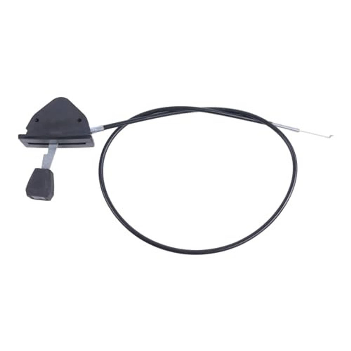 Throttle cable control lever assembly with black cable and bracket housing.