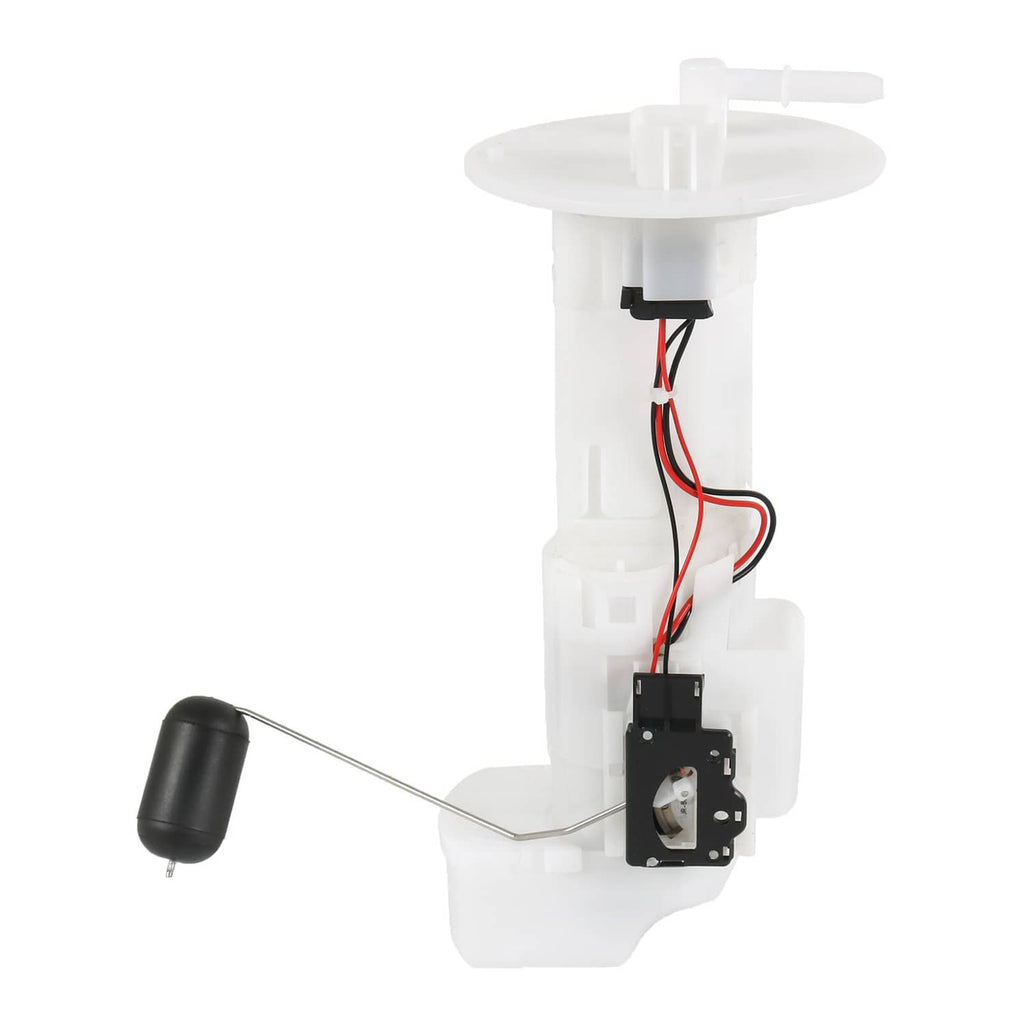 White fuel pump module with black float sensor and exposed red/black wire harness
