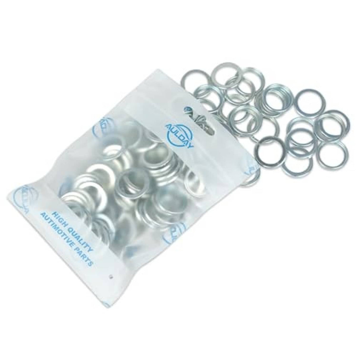 Rear differential filler/drain plug gasket rings, silver metal, with clear bag