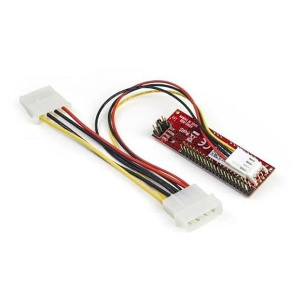 40-pin PATA to SATA adapter board with ribbon cable and dual white connectors