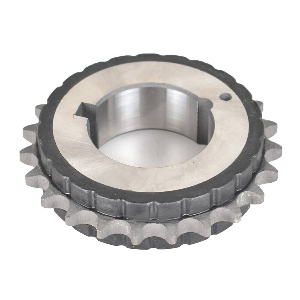 Timing chain sprocket gear with steel teeth and center hub
