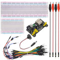 Breadboard power kit with breadboard, power module PCB, and 65 jumper wires