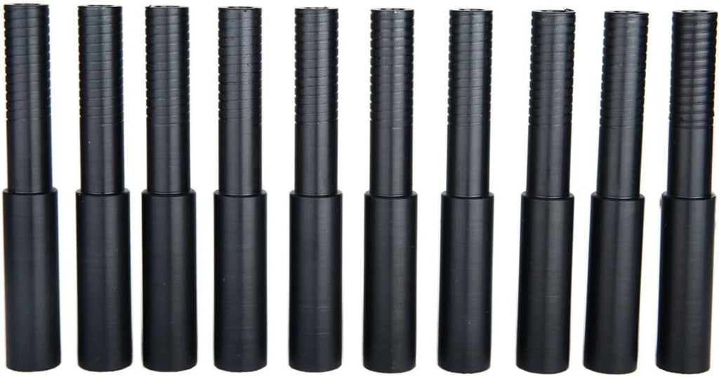 Set of 10 golf shaft extension sleeves, dark metal with open ends