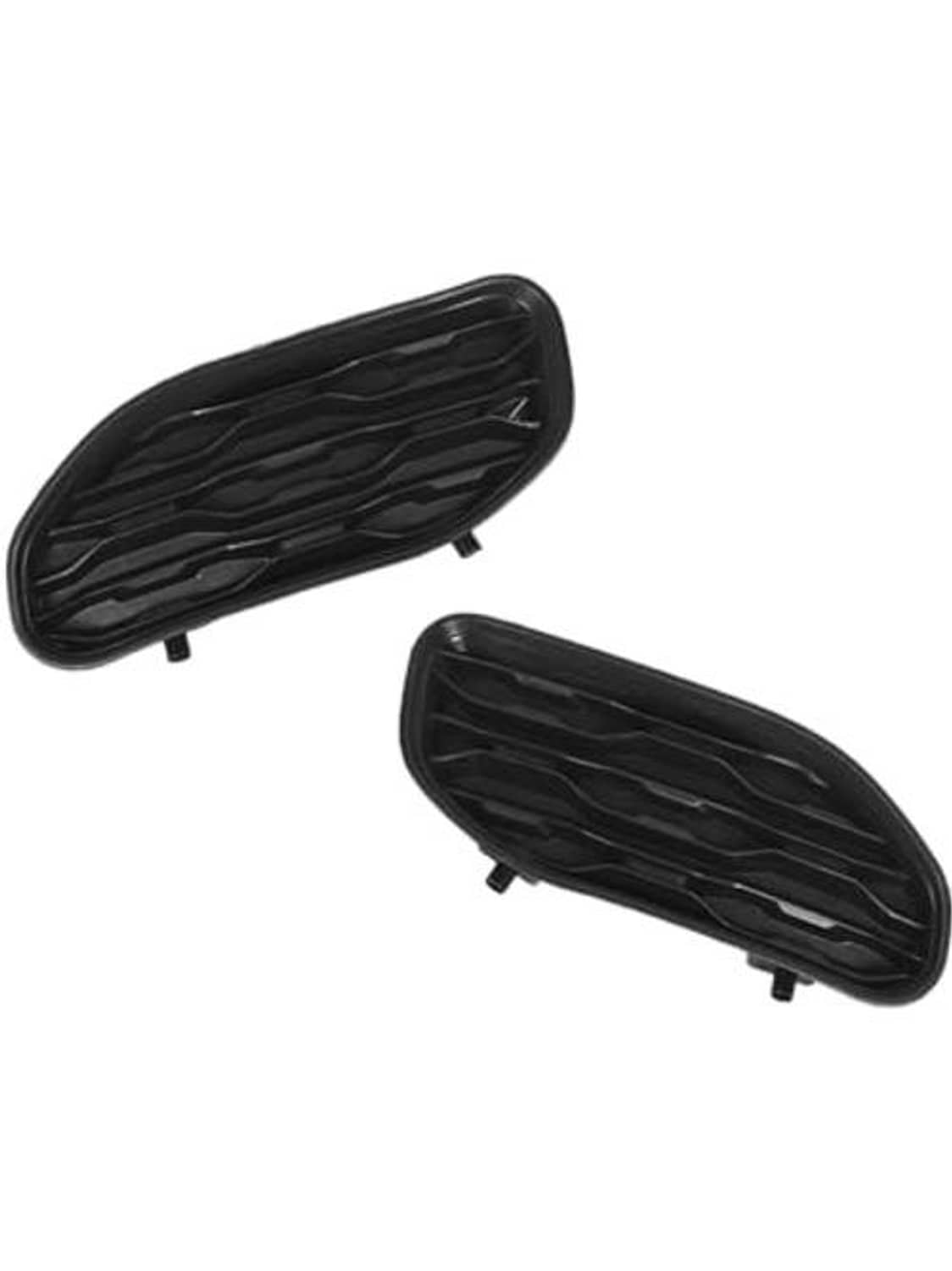 Pair front lower bumper grille insert covers in black, oval with slat grille
