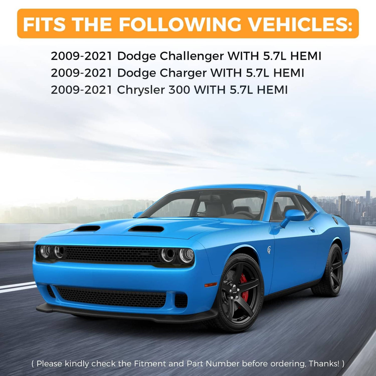 Engine oil dipstick fitment graphic with blue vehicle image