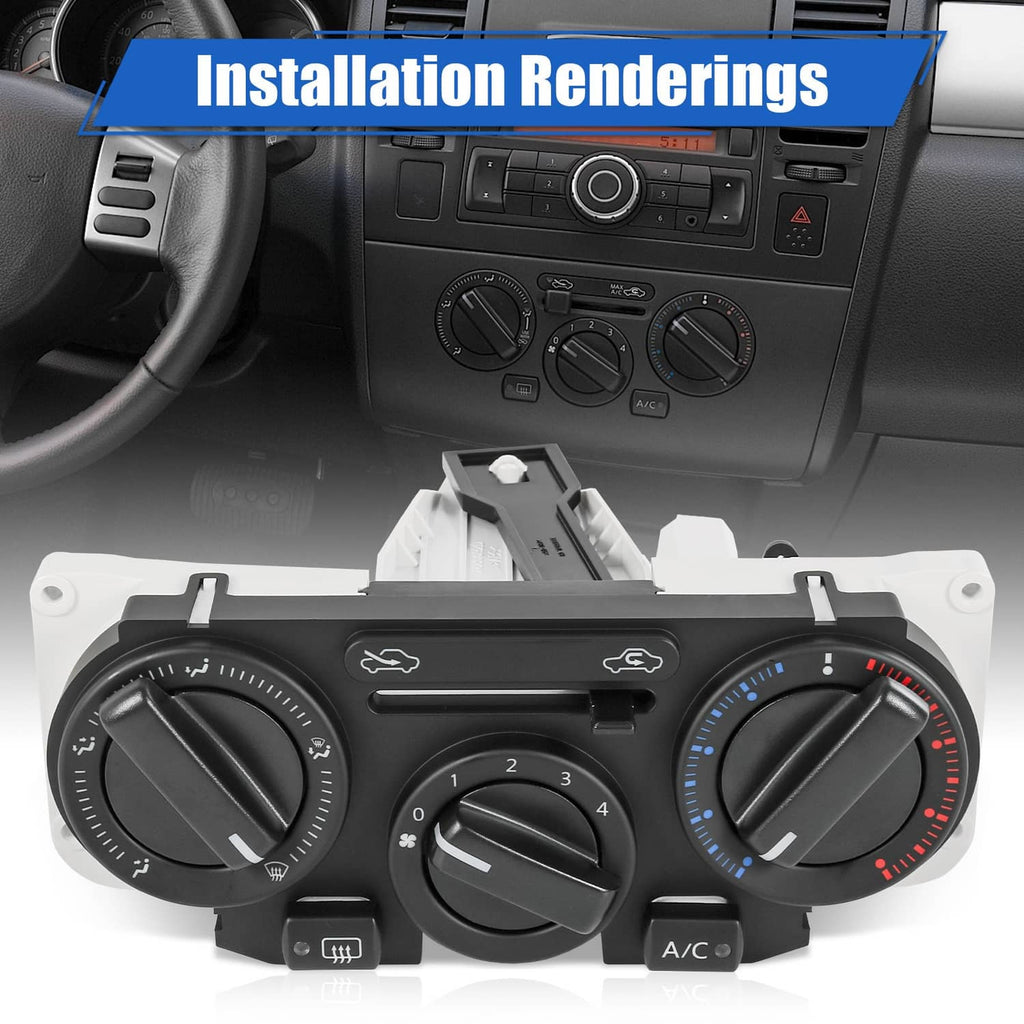 A/C control panel switch assembly installed with rotary fan and temperature controls