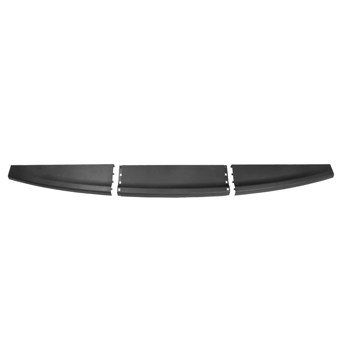 Black three-piece tailgate cover molding set with center insert