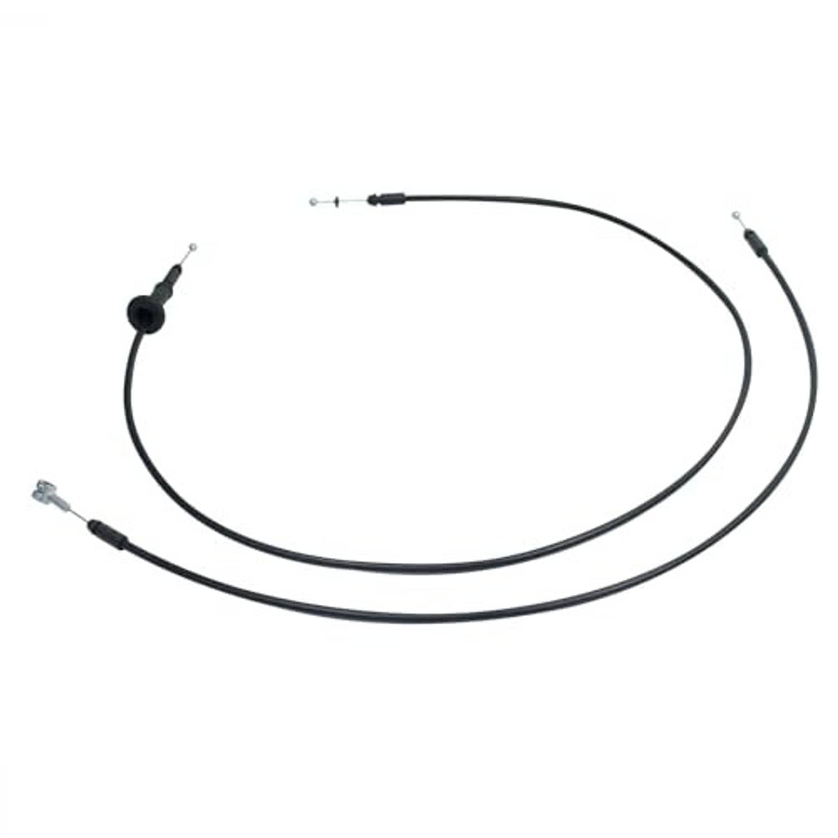 Hood latch release cable assembly with black cables and circular mounting connector