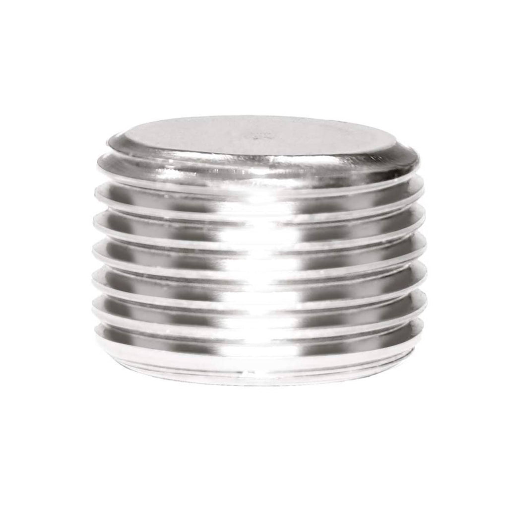 Stainless steel NPT pipe plug with ribbed male thread exterior