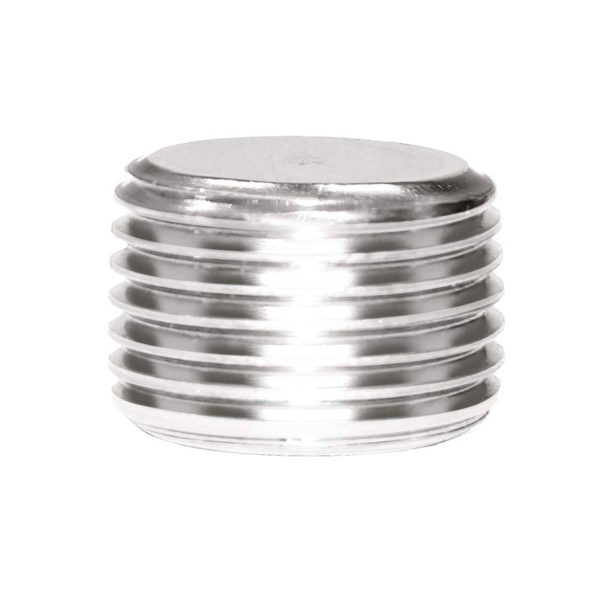 Stainless steel NPT pipe plug with ribbed male thread exterior