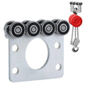 Steel trolley roller bearing assembly with mounting plate and four wheel bearings