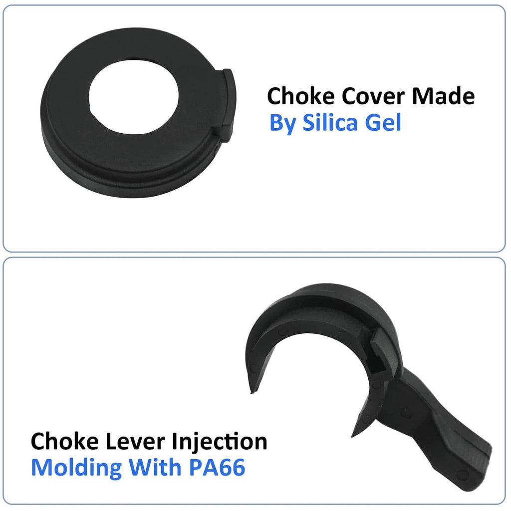 Black choke cover and choke lever, molded plastic components