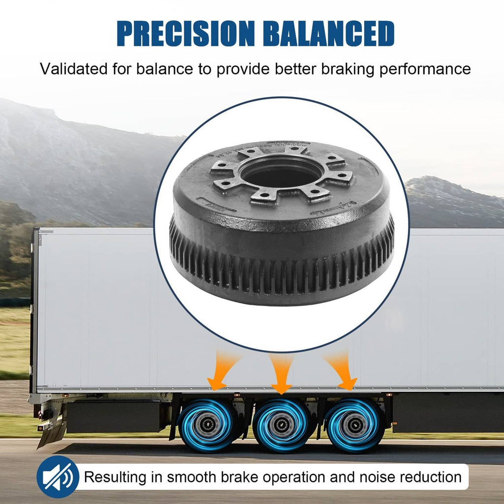 Vented trailer brake drum centered in a circular inset
