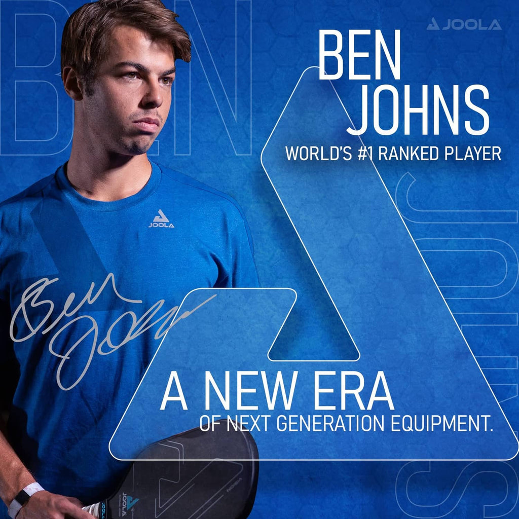 JOOLA Trinity wristband not clearly visible; model wearing a blue shirt