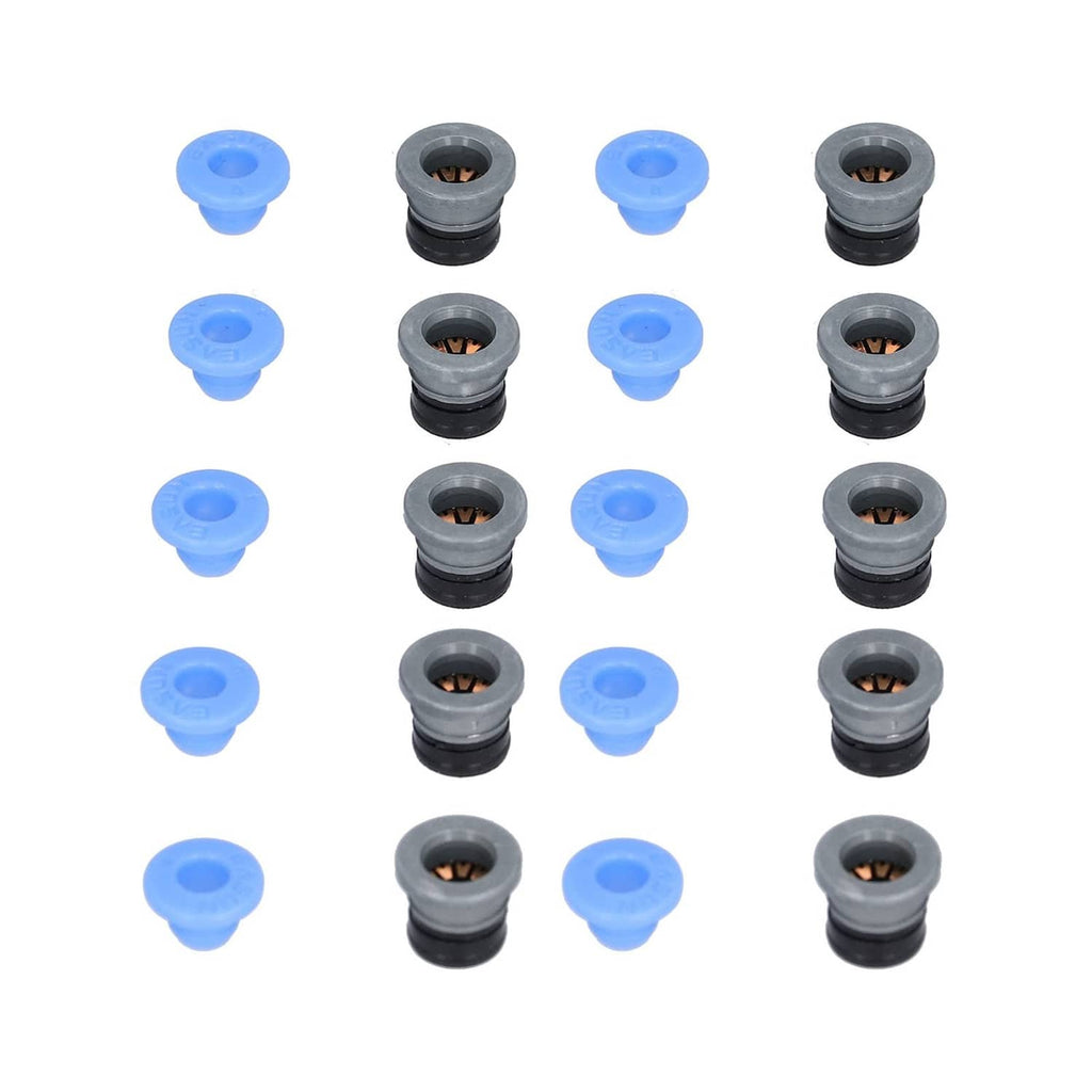 Pneumatic valve connector set, black heads with blue caps and orange inserts