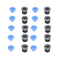 Pneumatic valve connector set, black heads with blue caps and orange inserts