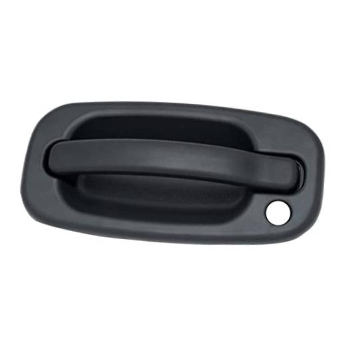Textured black exterior door handle with circular key hole