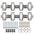 Aluminum intake manifold adapter plates with rectangular port openings and bolt holes