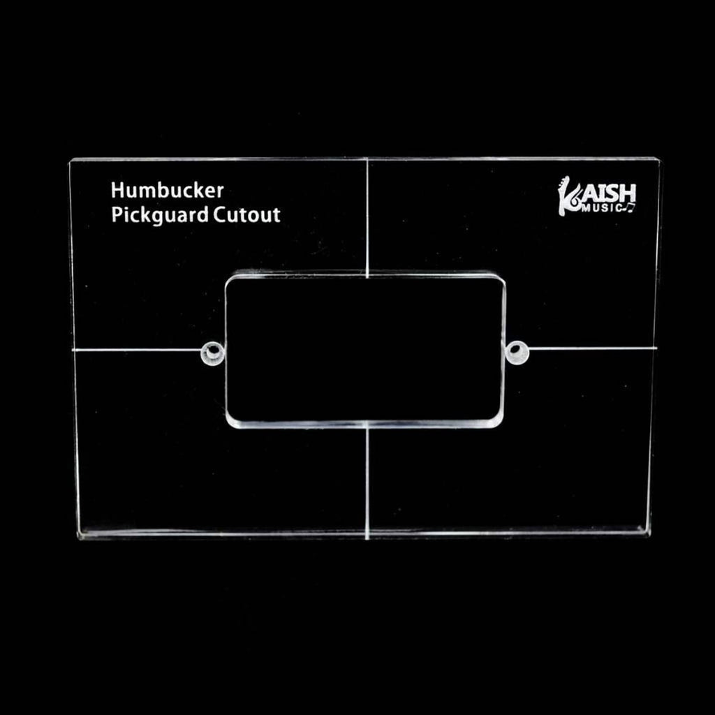 Kaish Music humbucker pickupguard cutout routing template, clear acrylic with labeled circles