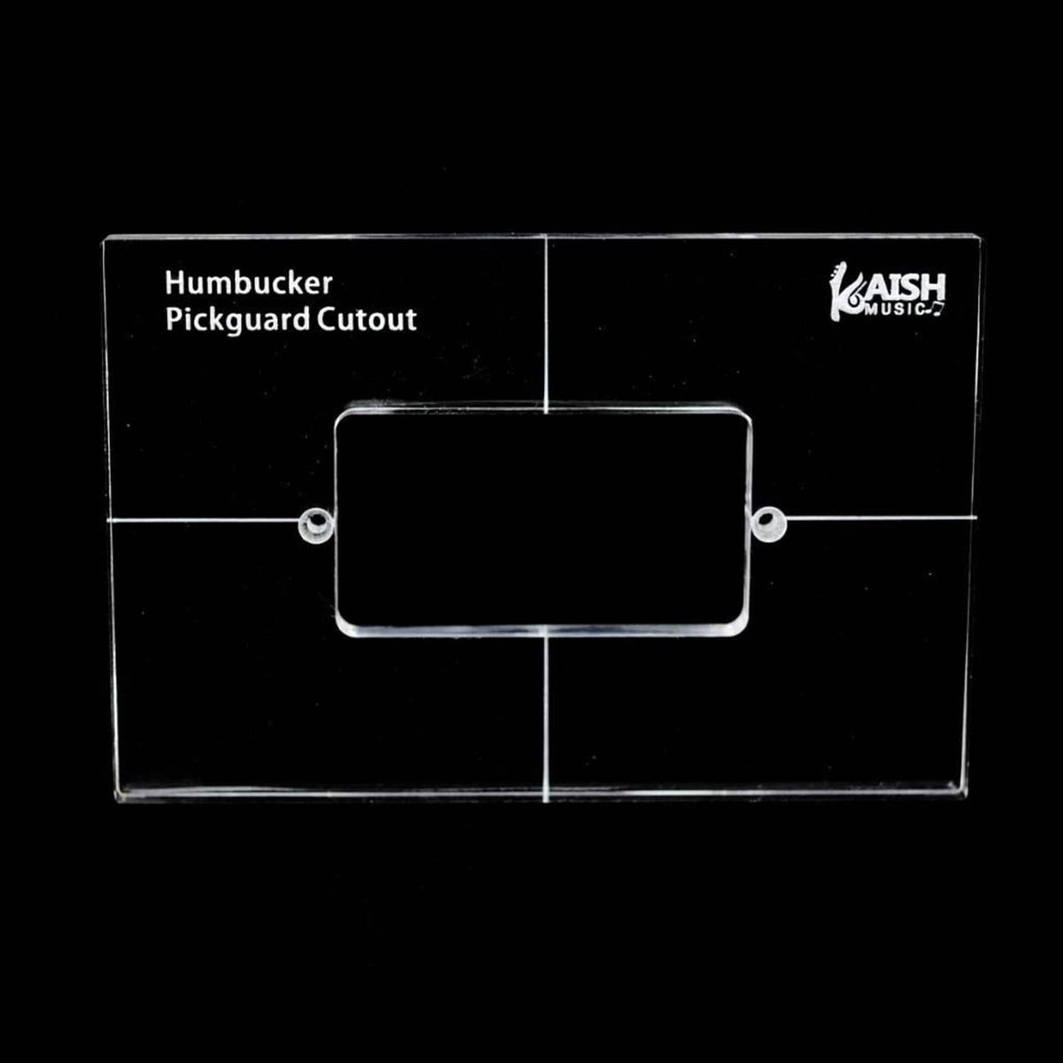 Kaish Music humbucker pickupguard cutout routing template, clear acrylic with labeled circles