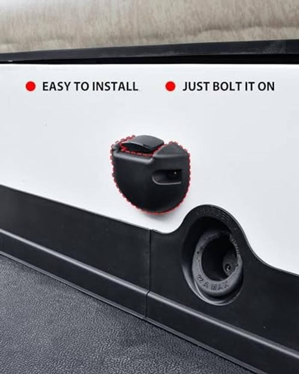 Black switch housing base cover mounted on deck edge with circular switch opening
