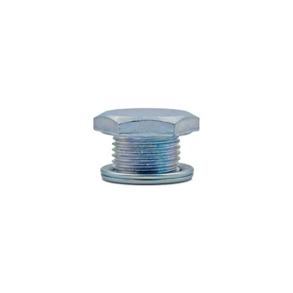 Steel drain plug for axle housing with hex head and washer face
