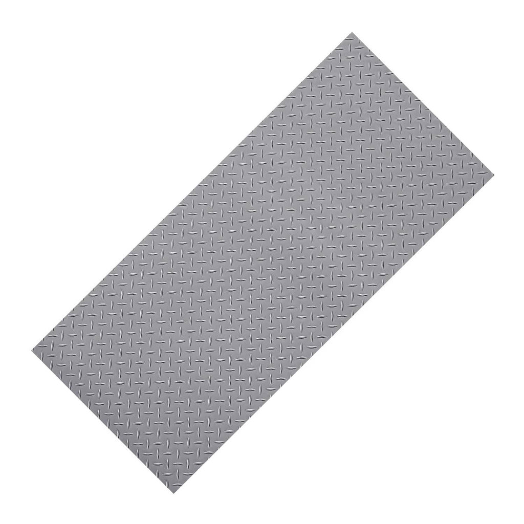 Silver gray PVC garage floor mat with diamond plate non-slip texture
