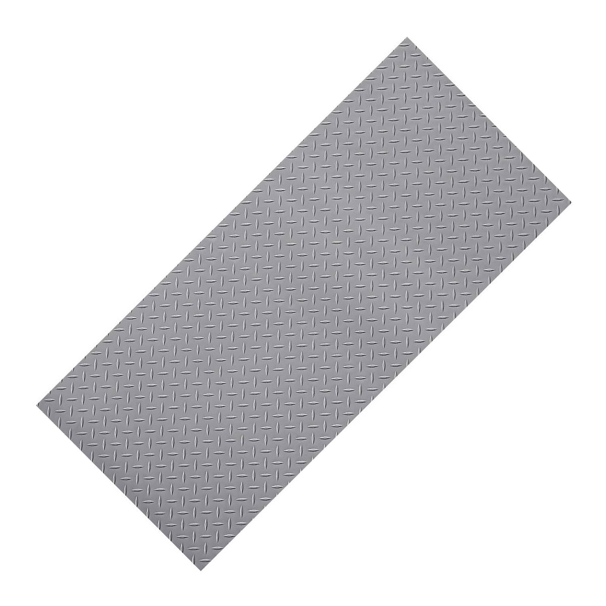 Silver gray PVC garage floor mat with diamond plate non-slip texture