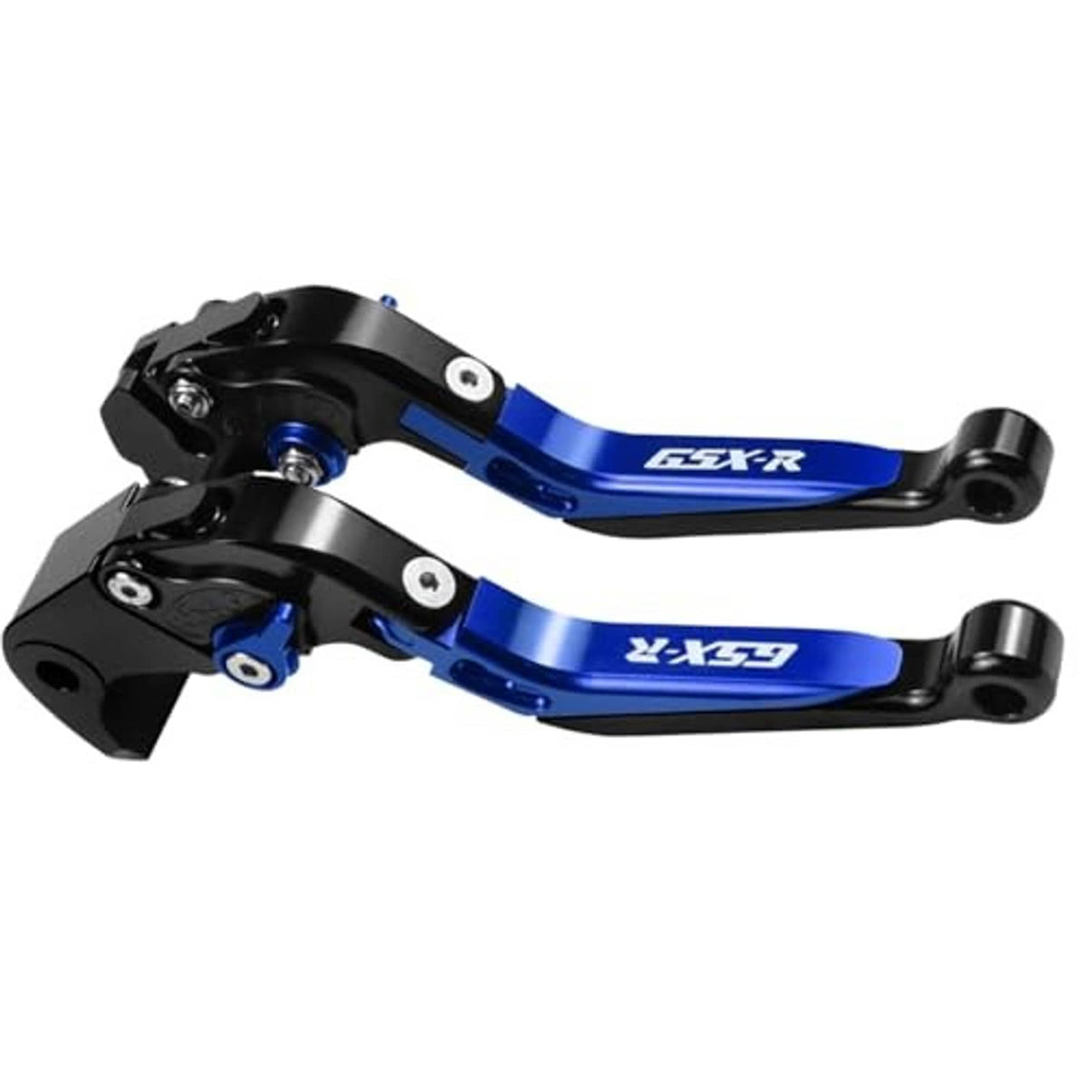 Adjustable motorcycle brake and clutch levers, blue anodized arms and black housings