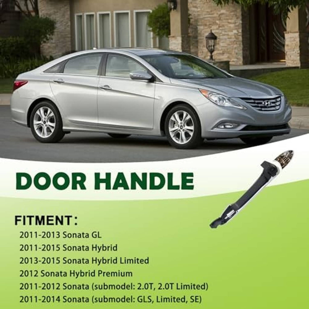 Chrome exterior door handle with mounting base, passenger side front-right, shown out