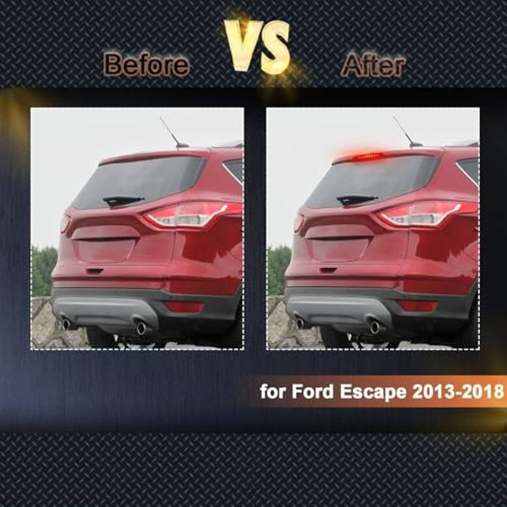 Rear roof third brake light with bright red LED glow, comparison view