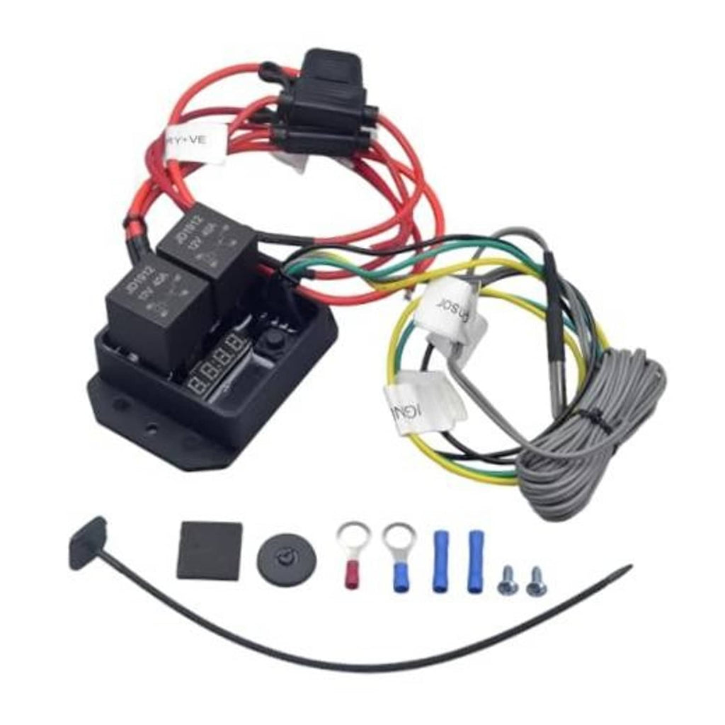 12V/24V digital radiator fan controller module with wiring harness and terminals