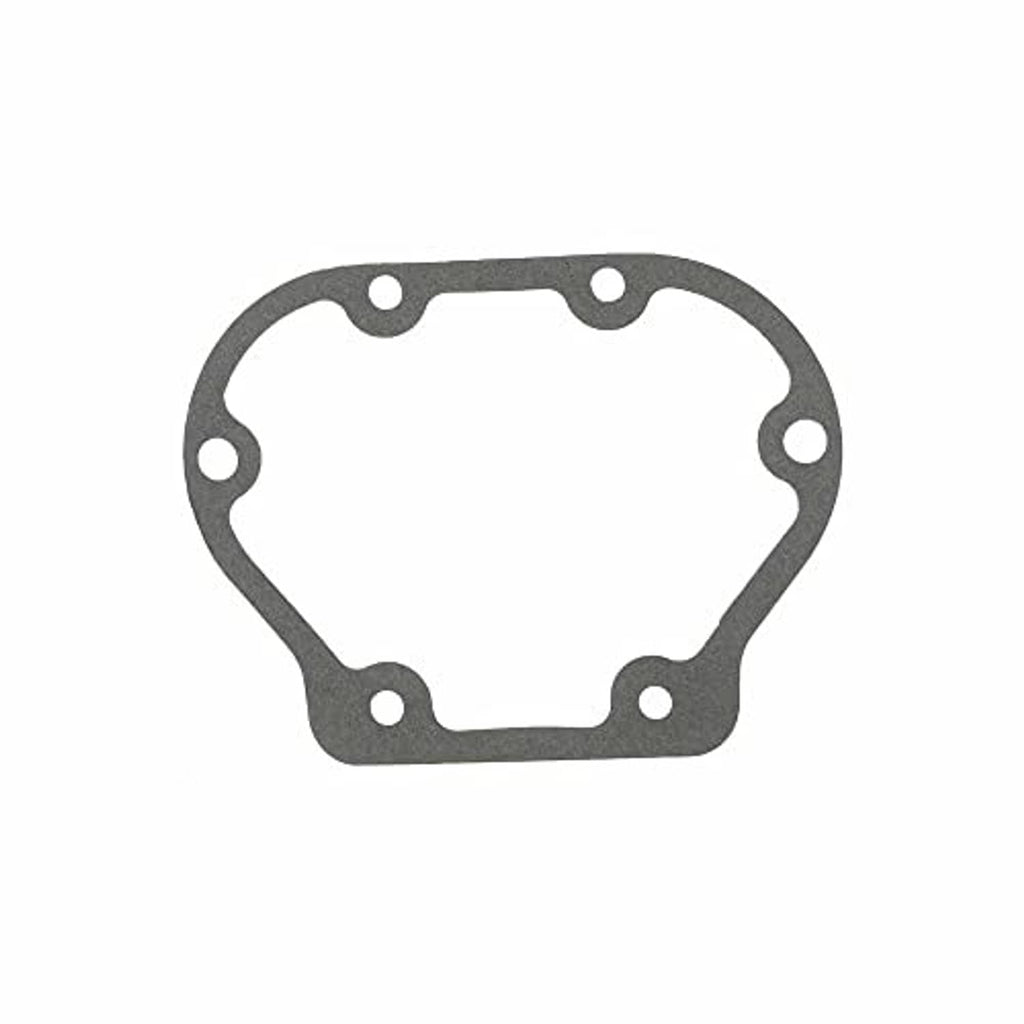 Transmission shifter seal rebuild kit gasket, gray metal, rounded shape with bolt holes