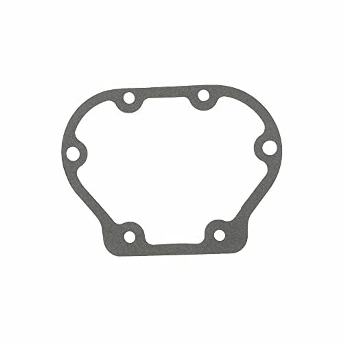 Transmission shifter seal rebuild kit gasket, gray metal, rounded shape with bolt holes