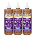 3-pack Original Tacky Glue bottles with white nozzles, brown labels