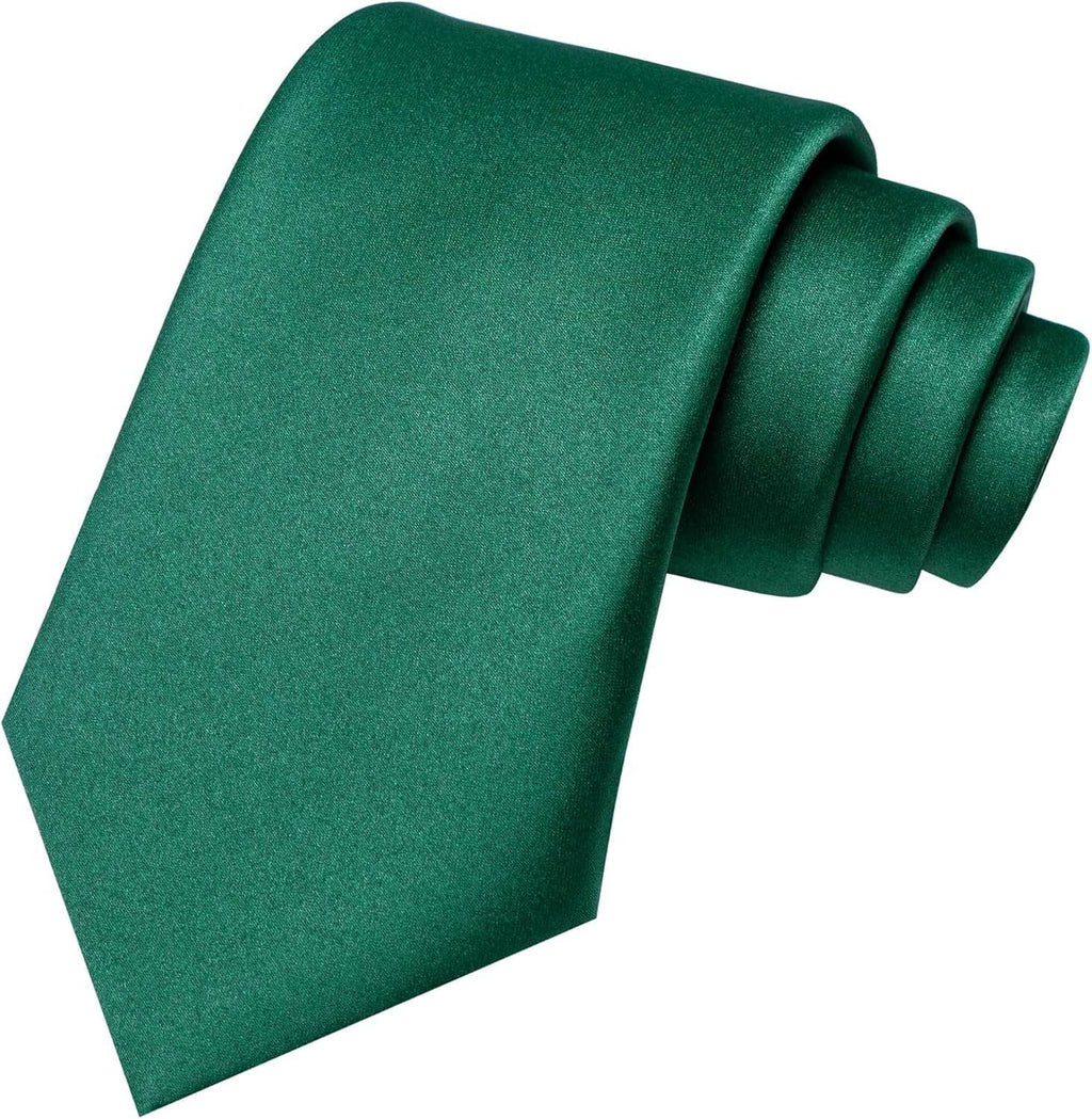 Men's solid dark green necktie, single folded view with textured sheen