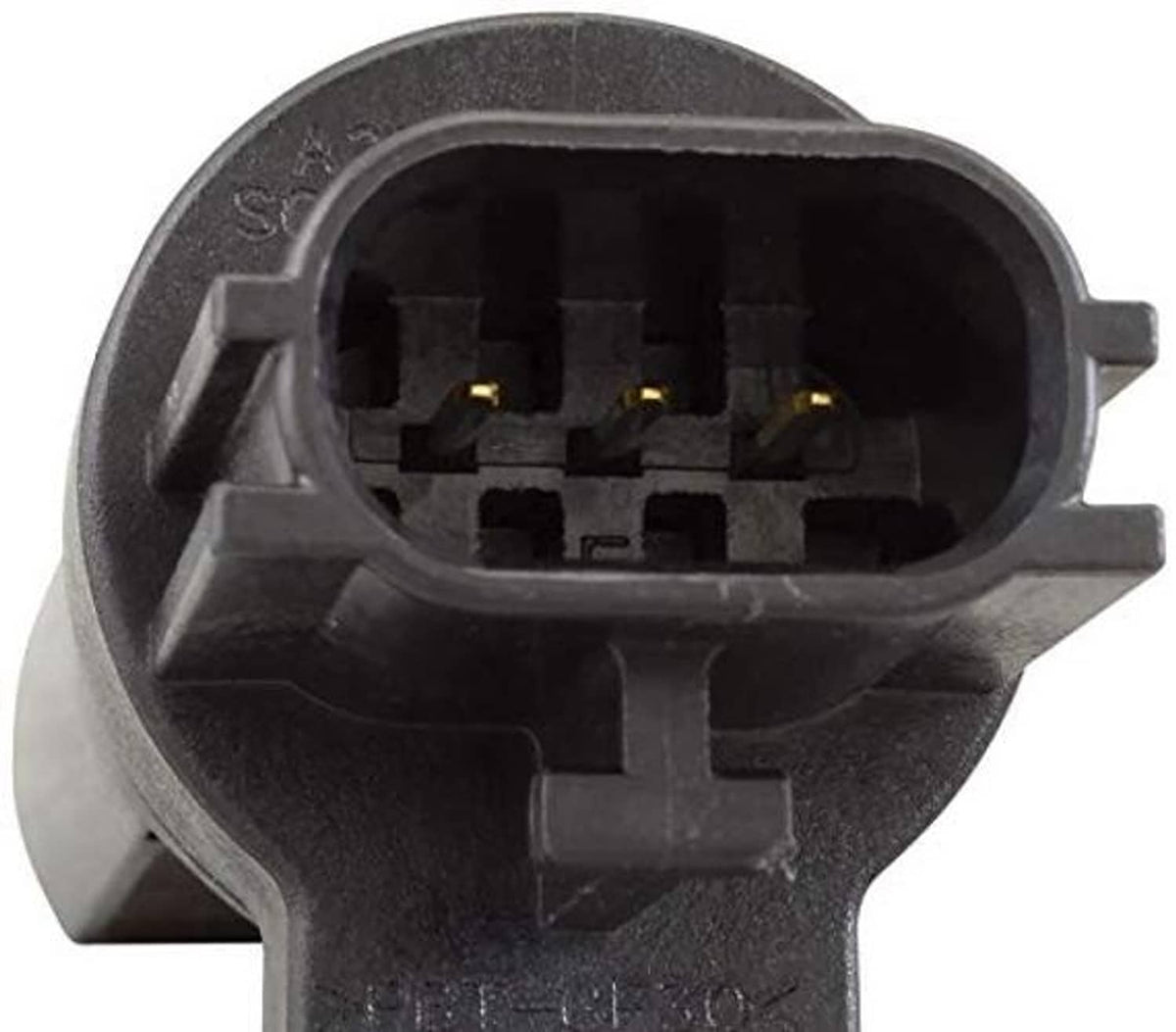 Engine crankshaft position sensor, front electrical connector with pin slots