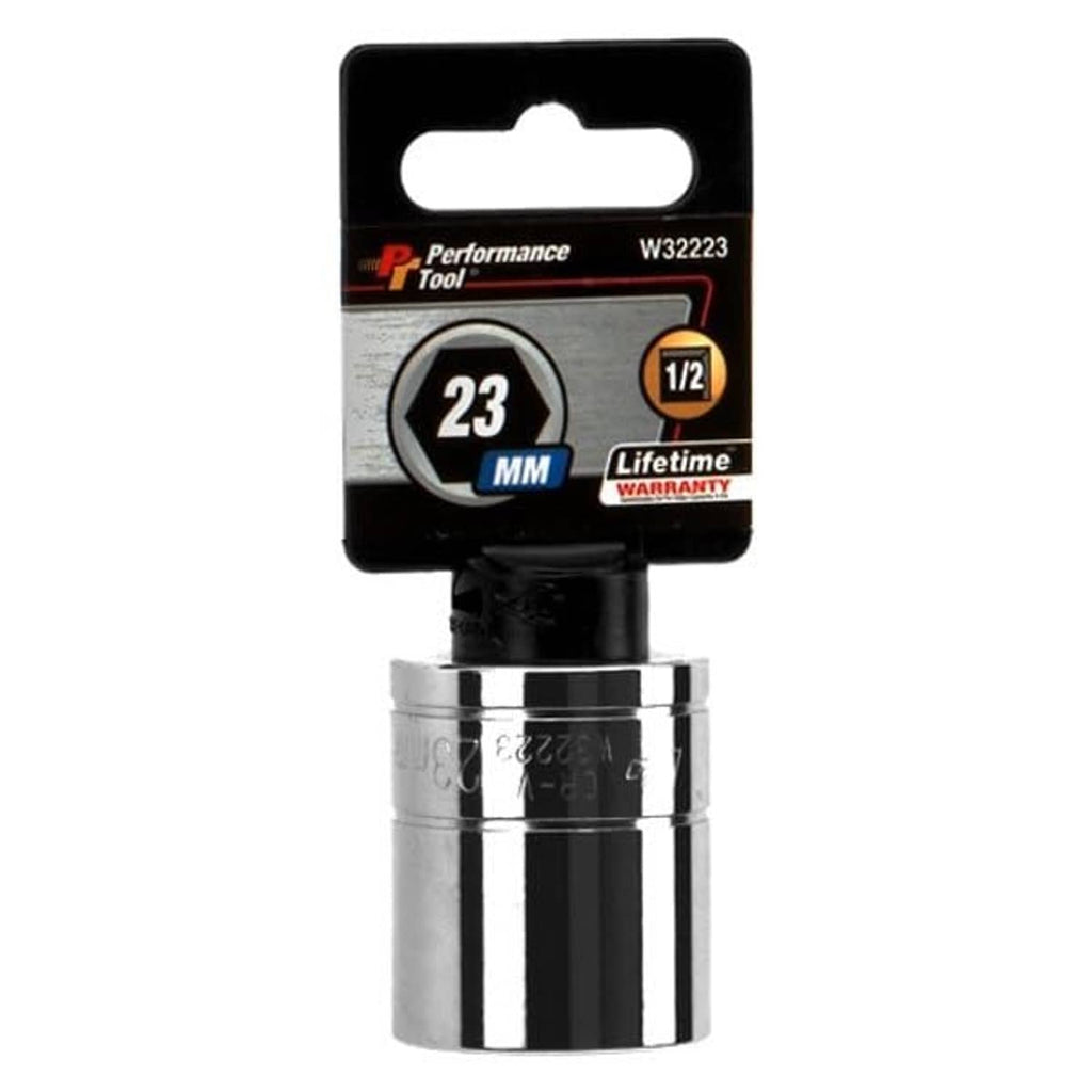 23mm 1/2 in drive 6-point socket with retail card backing