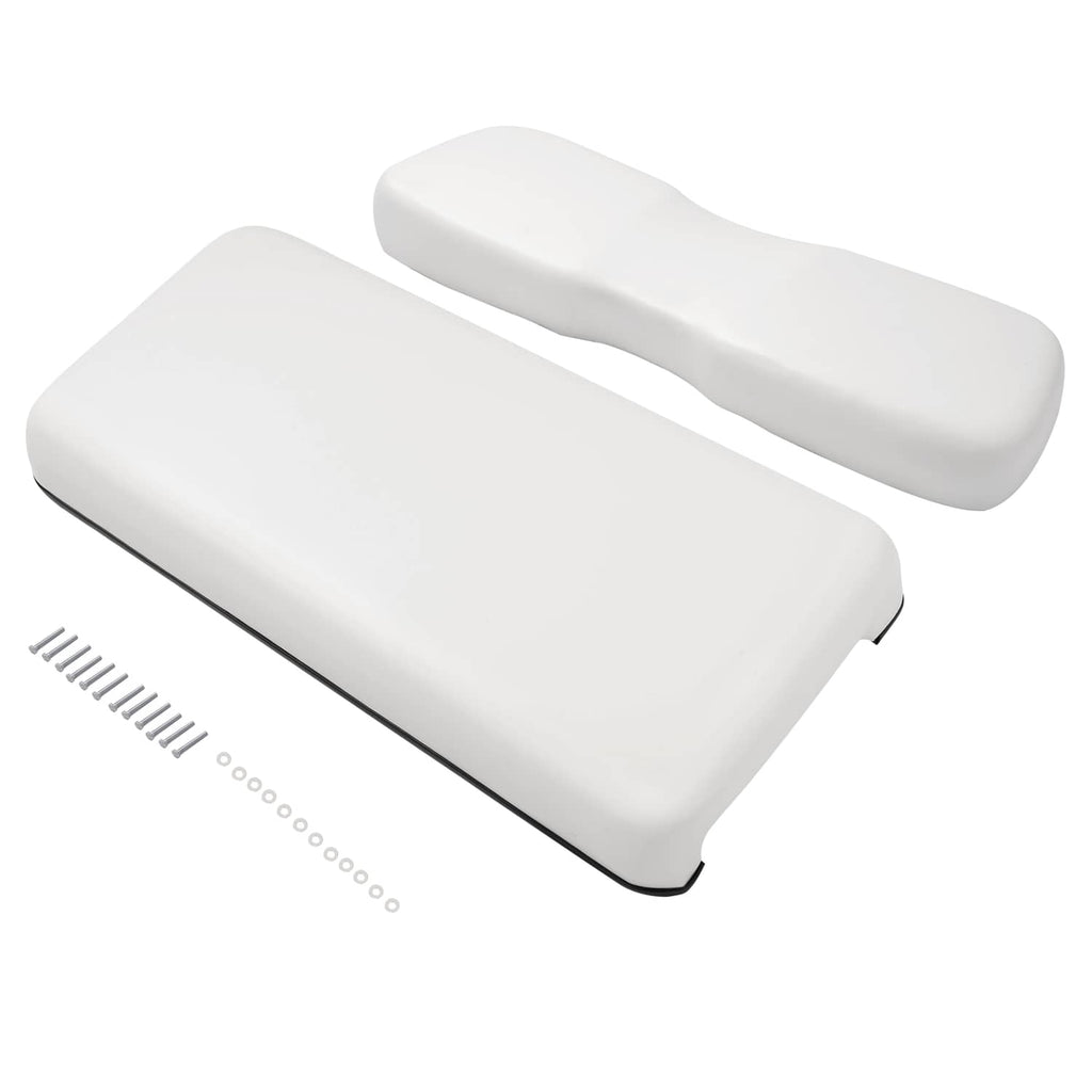 White seat bottom and seat backrest cushion pieces with black base trim
