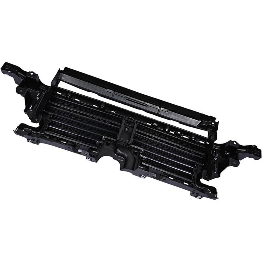 Black grille shutter insert with horizontal bars and integrated support structure